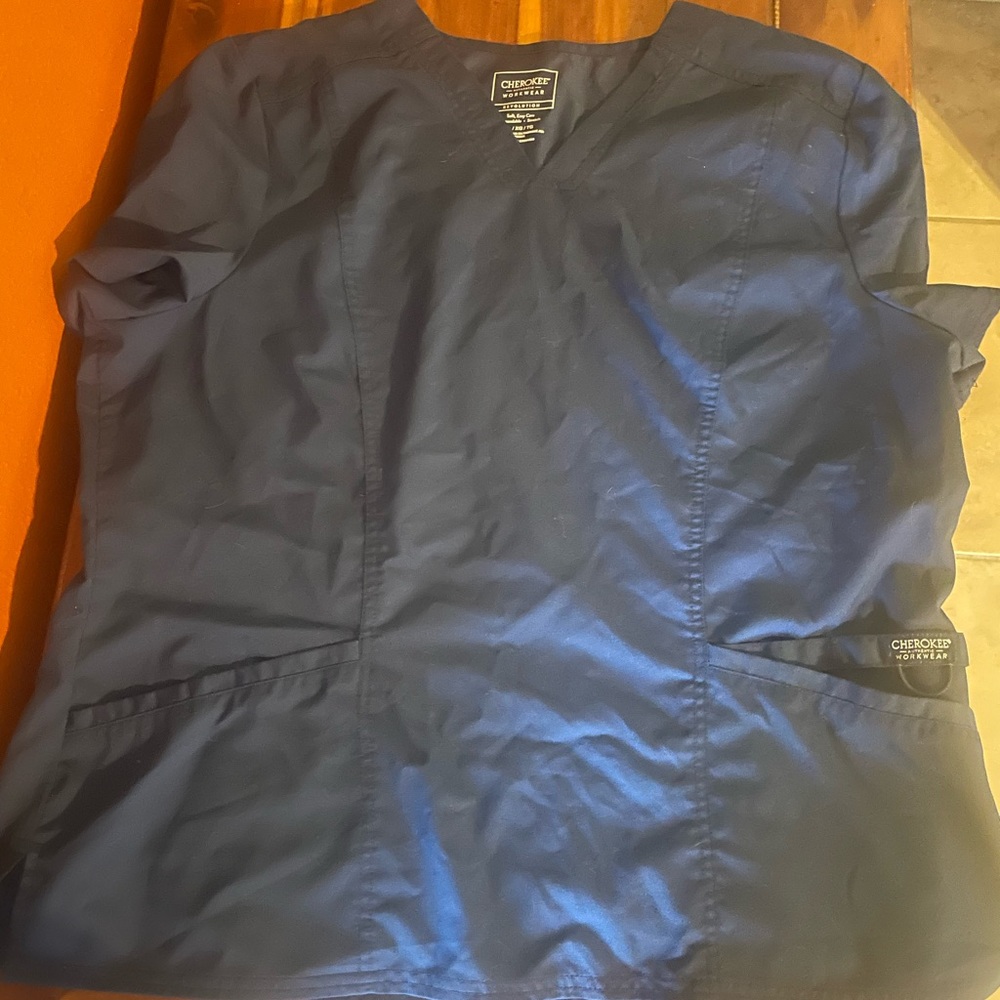 Cherokee navy blue scrub top
